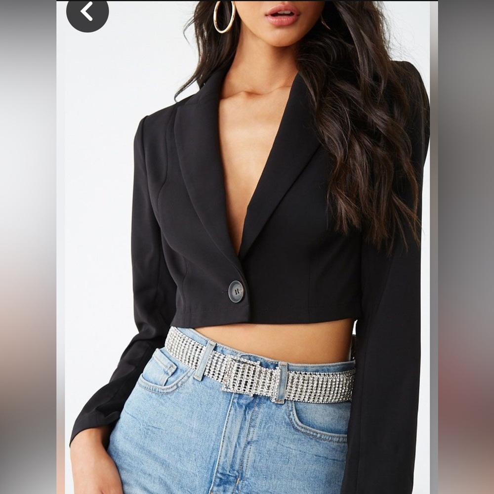 Forever 21 Set Black Cropped Blazer and Pants - Picture 2 of 4